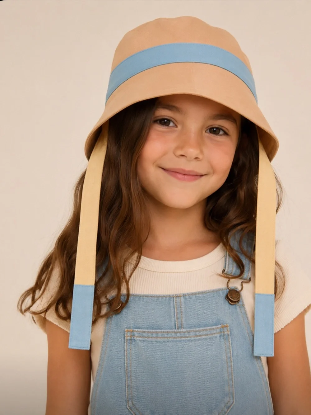 NWT The Sunday Collective Kids Unisex Cotton Bucket Hat with Ties Classic Preppy